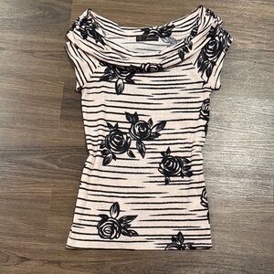 Heart Soul Black and Pink Cowl Neck Top